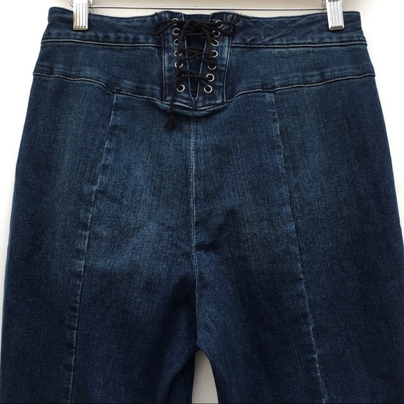 FP CRVY High Rise Lace Up Flare Bell Bottom Jeans - Picture 4 of 8
